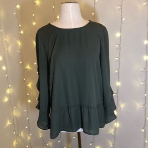 Olive Ruffle Blouse